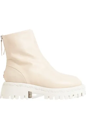 HALMANERA Ankle Boots, female, , Size: 11 US Ivory Leather Bootie with Carrarmato Sole