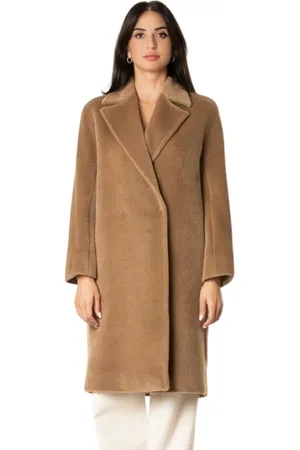 Max Mara Double-Breasted Coats, female, , Size: XL Long Alpaca Coat in Camel