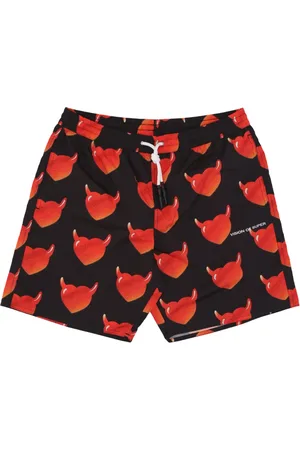 Vision Of Super Beachwear, male, , Size: M Hearts Swim Shorts Black/Red