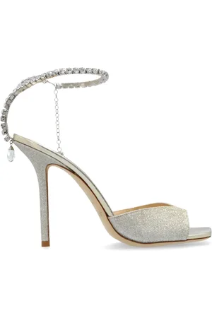 Jimmy Choo High Heel Sandals, female, , Size: 11 US Saeda Sandal 100 GJV-Platinum Ice Crystal