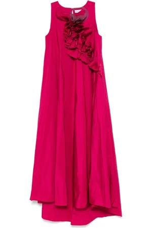 P.A.R.O.S.H. Gowns, female, , Size: M Fuchsia Sleeveless Crew Neck Dress