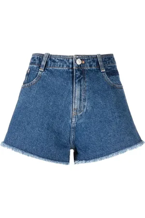 Kenzo Denim Shorts, female, , Size: S Mid-Rise Fringed Edge Denim Shorts