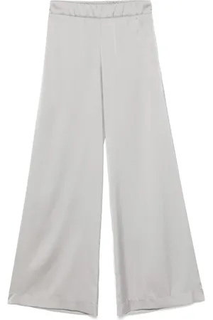 D.EXTERIOR Wide Trousers, female, , Size: XS Grey Satin Wide Leg Trousers