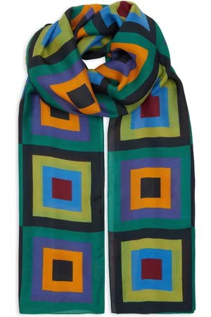 Gallo Scarves, unisex, , Size: ONE SIZE Lightweight unisex blue scarf with concentric square motif