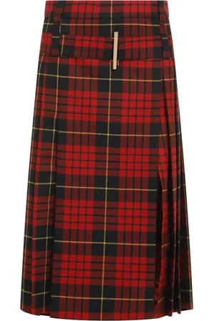 Alexander McQueen Midi Skirts, female, , Size: S Black Yellow Tartan Skirt