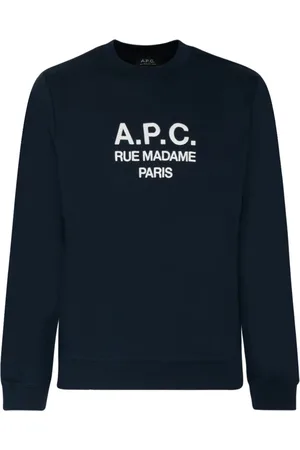 A.P.C. Sweatshirts, male, , Size: M Navy Logo Print Sweatshirt
