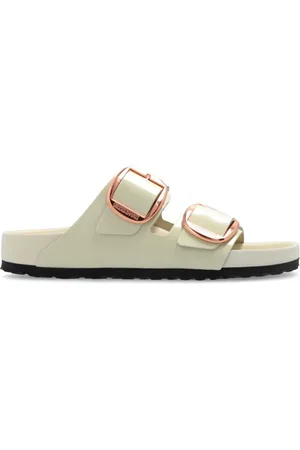 Birkenstock Sliders, female, , Size: 8 US Arizona Big Buckle Natural Leather Patent Sandals