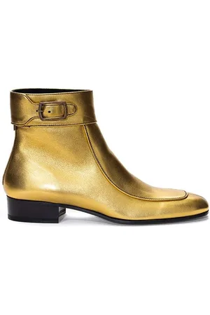 Saint Laurent Ankle Boots, female, , Size: 5 US Gold Leather Boots