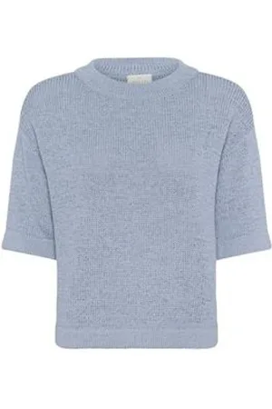 Kaffe Round-neck Knitwear, female, , Size: XL Chambray Pullover Sweatshirt