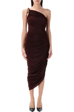 MAGDA BUTRYM Party Dresses, female, , Size: S Bordeaux Asymmetrical Draped Midi Dress