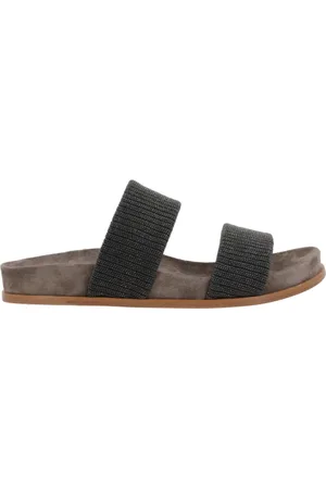Brunello Cucinelli Sliders, female, , Size: 7 US Suede Slide Sandals