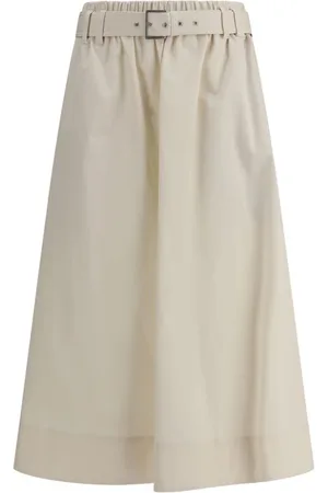 Brunello Cucinelli Midi Skirts, female, , Size: L Elegant Wide Skirt with Adjustable Belt
