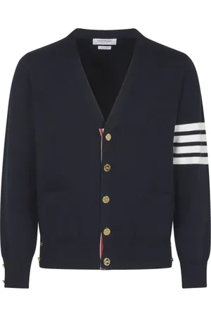 Thom Browne Cardigans, male, , Size: L V-Neck Cardigan Cotton Crepe