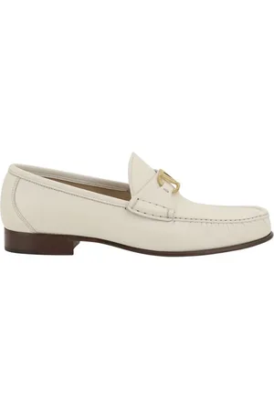 VALENTINO GARAVANI Loafers, male, , Size: 9 1/2 US Leather Loafers with VLogo Plaque