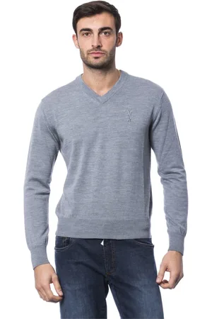 BILLIONAIRE V-neck Knitwear, male, , Size: 3XL Embroidered Merino Wool V-Neck Sweater