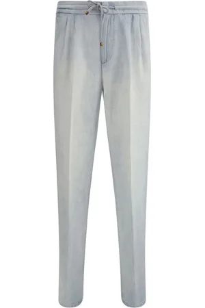 Brunello Cucinelli Slim-fit Jeans, male, , Size: S Elastic Drawstring Cotton Jeans with Slit Pockets