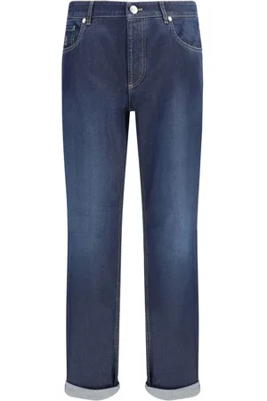 Brunello Cucinelli Slim-fit Jeans, male, , Size: S Classic Cotton Jeans with Turn-Up Hem
