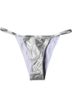 Dolce & Gabbana Bikinis, female, , Size: S Silver Logo Bikini Bottom Swimwear