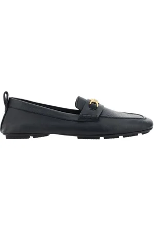VERSACE Loafers, male, , Size: 7 US Leather Driver Loafers with Metallic Detail