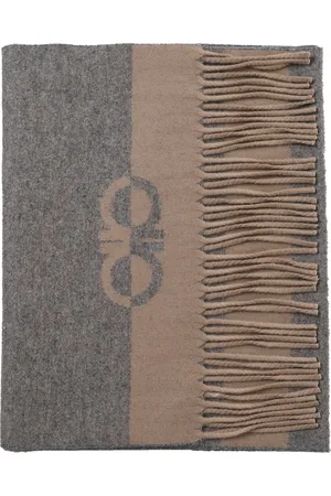Salvatore Ferragamo Winter Scarves, male, , Size: ONE SIZE Two-tone Gancini Scarf with Fringed Edges