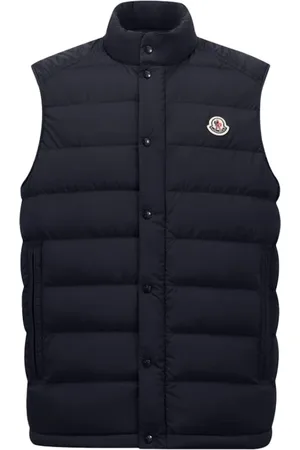 Moncler Vests, male, , Size: 3XL Navy Down Vest with Zipper