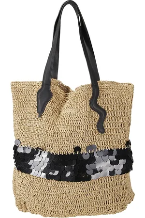 P.A.R.O.S.H. Shoulder Bags, female, , Size: ONE SIZE Raffia Shopper Bag with Sequin Decoration