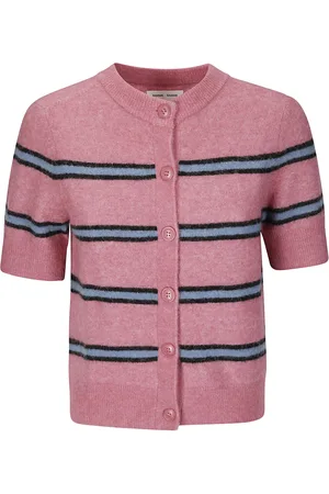 Samsøe Samsøe Cardigans, female, , Size: M Striped Wool Cardigan with Button Closure