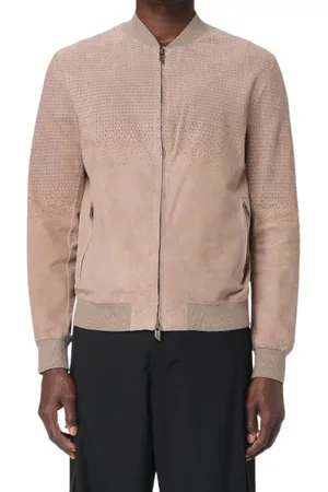 SALVATORE SANTORO Bomber Jackets, male, , Size: M Leather Jacket with Zipper Pockets