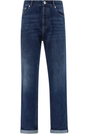 Brunello Cucinelli Slim-fit Jeans, male, , Size: 3XL Cuffed Straight Leg Jeans