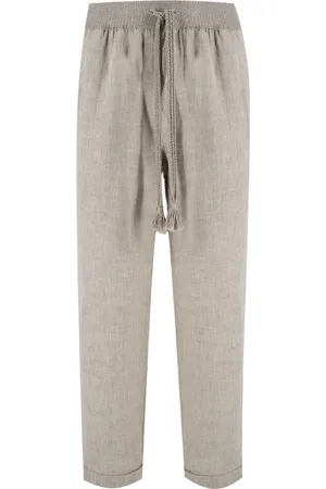 LE TRICOT PERUGIA Straight Trousers, female, , Size: M Linen Drawstring Waist Fashionable Pants