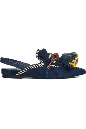 Elena Iachi Ballerinas, female, , Size: 9 US Blue Suede Slingback with Tassels