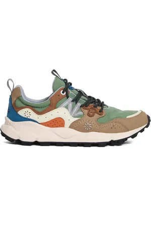 Flower Mountain Sneakers, male, , Size: 9 US Beige, Orange, and Blue Suede Sneakers