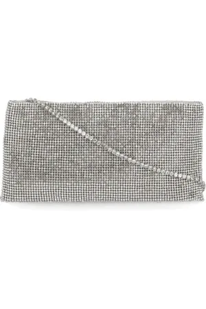 BENEDETTA BRUZZICHES Cross Body Bags, female, , Size: ONE SIZE Silver Rhinestone Shoulder Bag with Crystal Handle