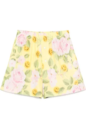 Moschino Short Shorts, female, , Size: S Lemon Yellow Elastic Waistband Shorts
