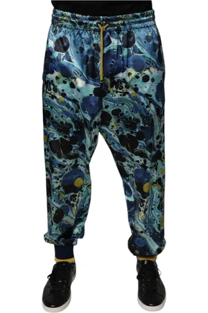 Dolce & Gabbana Sweatpants, male, , Size: M Marble Print Jogger Sweatpants with Logo