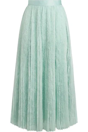 Twin-Set Maxi Skirts, female, , Size: M Long Lace Pleated Skirt in Agave