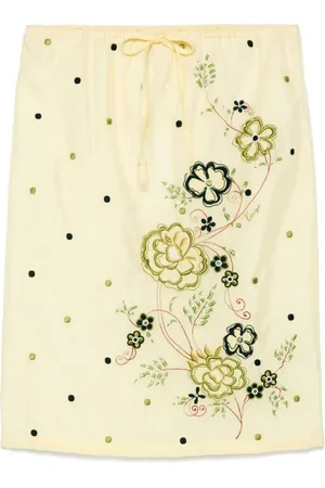 Kenzo Midi Skirts, female, , Size: XS Floral Embroidered Elastic Waist Skirt