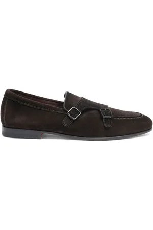 santoni Loafers, male, , Size: 9 US Suede Double-Buckle Loafer