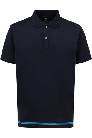 Dunhill Polo Shirts, male, , Size: L Navy Cotton Polo Shirt