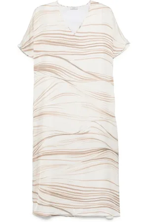 PESERICO SIGN Midi Dresses, female, , Size: 2XL Striped Midi Dress with Side Slits