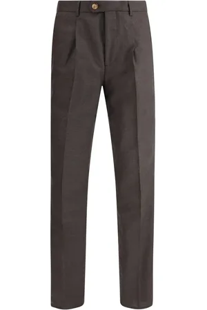 Brunello Cucinelli Suit Trousers, male, , Size: 2XL Wool Button-Zip Pants