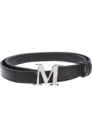 Max Mara Belts, female, , Size: M Leather Belt Gunmetal Buckle