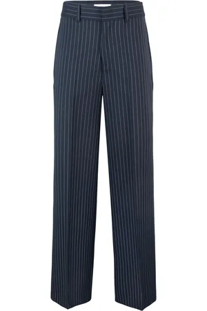 P.A.R.O.S.H. Straight Trousers, female, , Size: M Navy Wool Blend Trousers