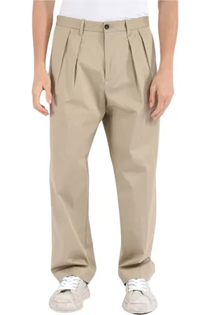 Nine In The Morning Straight Trousers, male, , Size: M Baggy pants with button and zip