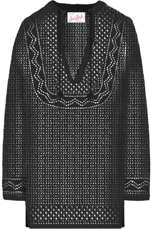 MC2 SAINT BARTH Short Dresses, female, , Size: L Openwork Mesh Tunic with Embroidered Details