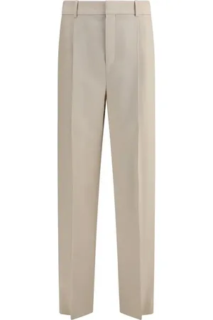 Saint Laurent Straight Trousers, male, , Size: M Elegant Wool Carotte Pants with Pockets
