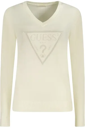 Guess V-neck Knitwear, female, , Size: M Viscose Sweater with Logo