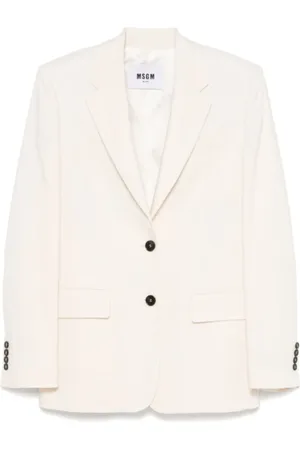 Msgm Blazers, female, , Size: XS Ivory Blazer Jacket Front Button Closure