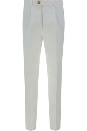 Brunello Cucinelli Slim-fit Trousers, male, , Size: L Pleated Cotton Casual Trousers