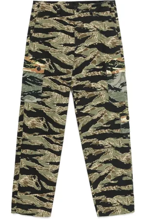 Givenchy Straight Trousers, male, , Size: S Multicolour Trousers with Olive Green Details